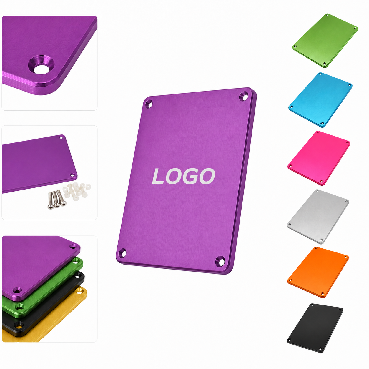 Anodized Aluminum Identification Plate with 4-Hole Mounting Design