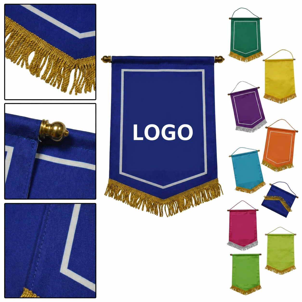 Vibrant Athletic Commemorative Pennant with Decorative Fringe and Finials