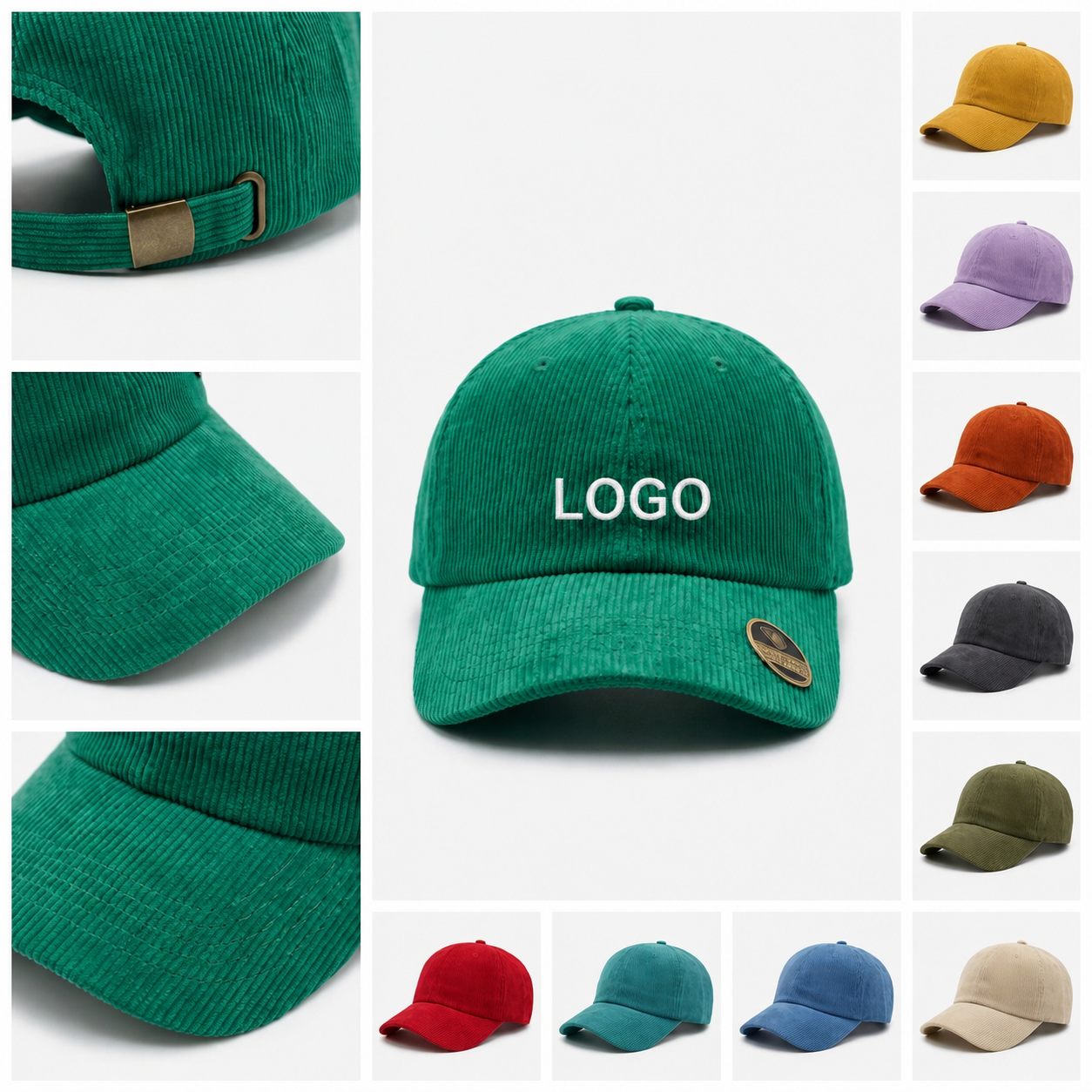 Adjustable Soft Crown Corduroy Six-Panel Baseball Cap