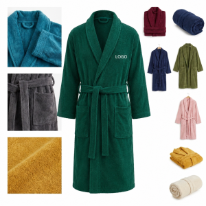 Premium Weight Cotton Terry Robe with Kimono Collar