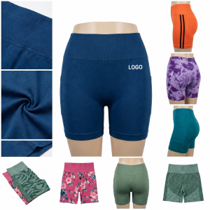 Women's High-Rise Patterned Athletic Shorts with Side Pockets