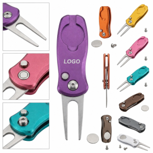Retractable Aluminum Golf Divot Tool with Detachable Ball Marker