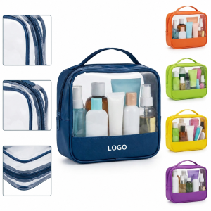 Transparent Cosmetic Organizer with Contrast Base and Top Handle