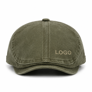 Vintage Denim Newsboy Flat Cap with Reinforced Brim