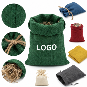 Rustic Burlap Drawstring Pouch for Gift Packaging and Storage
