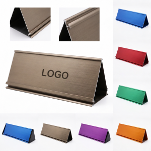 Aluminum Desktop Name Plate Frame - Professional Triangular Office Sign Holder