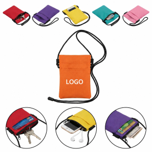 Canvas Multi-Pocket Neck Pouch with Adjustable Cord